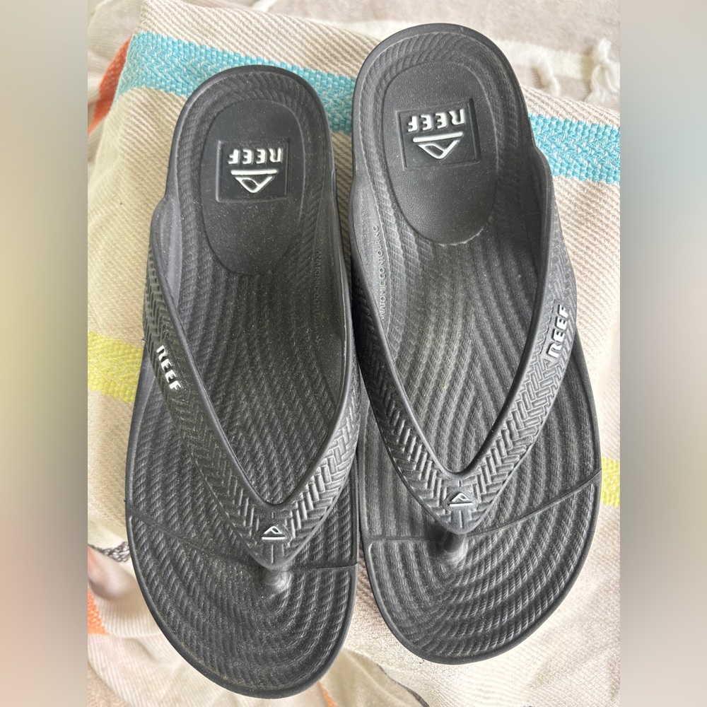 Reef Textured Black Sandals